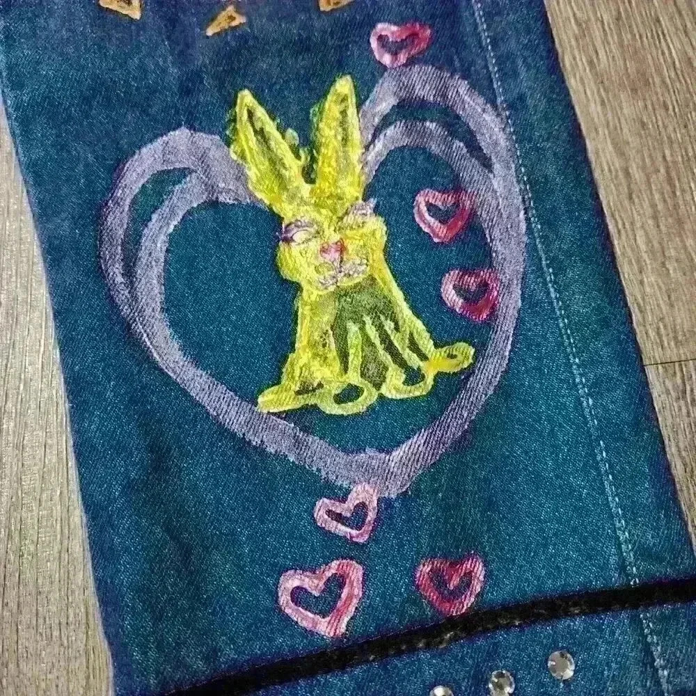 Vintage 90s crazy mom jeans with bedazzled Lisa Frank animals ✦ kidcore jeans ✦ - Picture 13 of 16